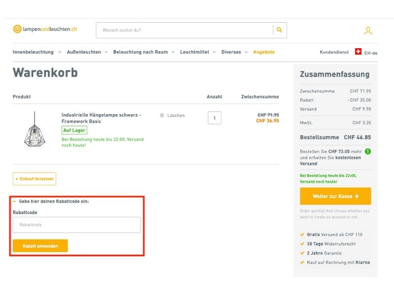 Lampenundleuchten.ch Rabattcode